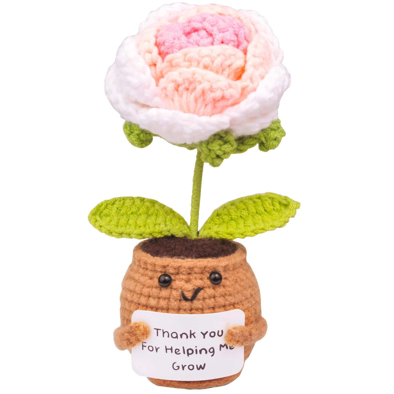 CoFuBcad Mini Positive Crochet Rose - Handmade Emotional Support Light Purple