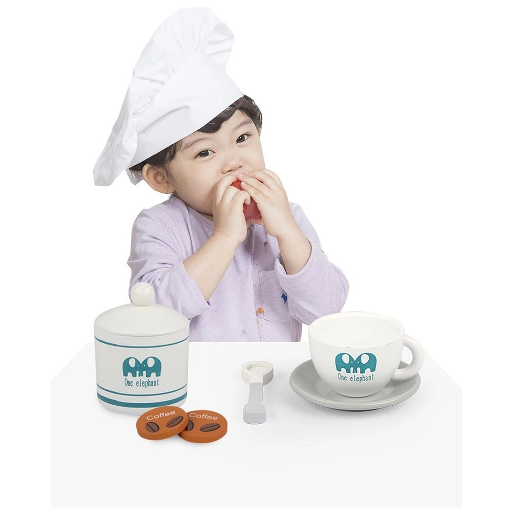 Kids Wooden Coffee Maker Toy Pretend Play Set (5551007-MSN20019)