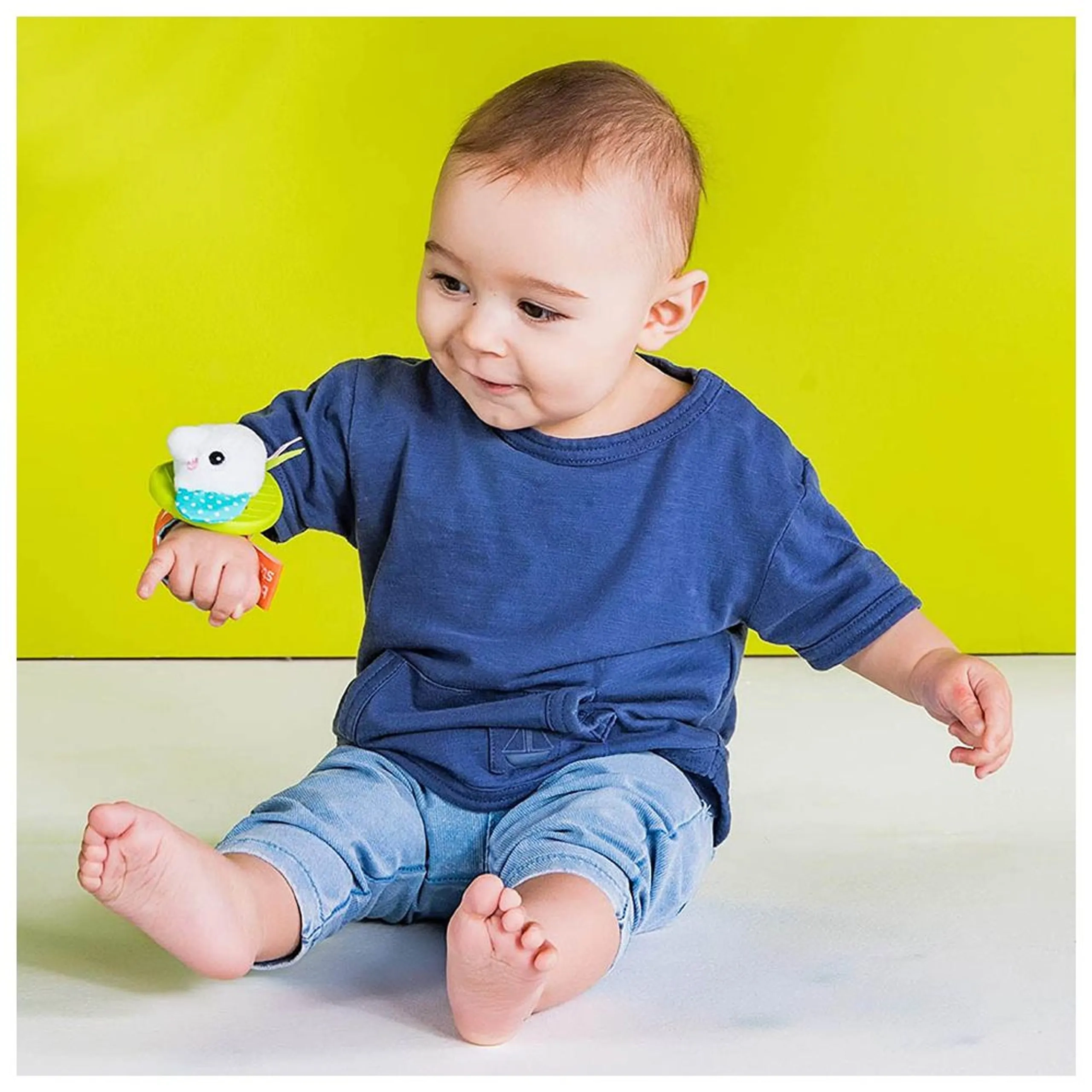 Rattle & Teethe Wrist Toy - Monkey & Elephant - BPA-free silicone