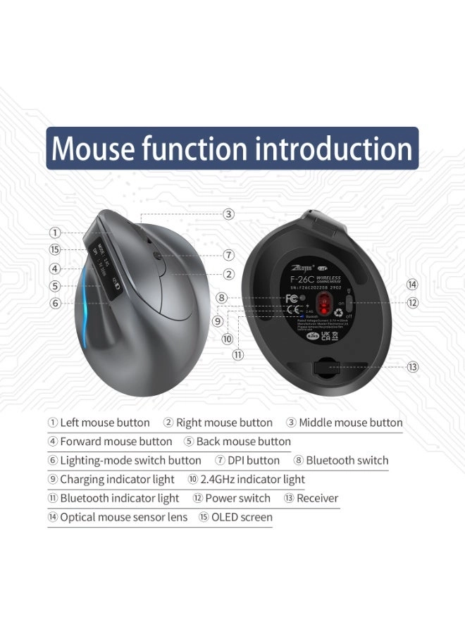 F-26C Ergonomic Vertical Mouse - Wireless