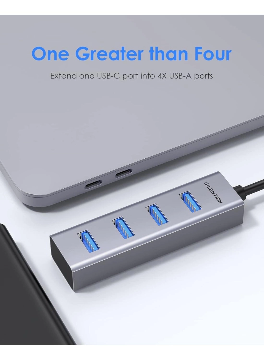 USB C Hub - 4 USB 3.0 Ports Space Gray