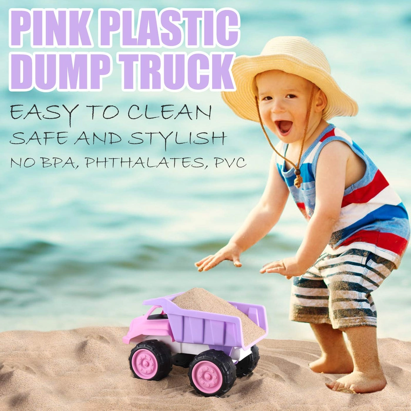 Dump Truck - Pink 11"(L) x 6"(W) x 7"(H)