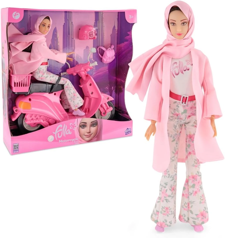 Fulla Doll - Pink + Motorbike - Purple + Schoolbag + Helmet Ages 3+