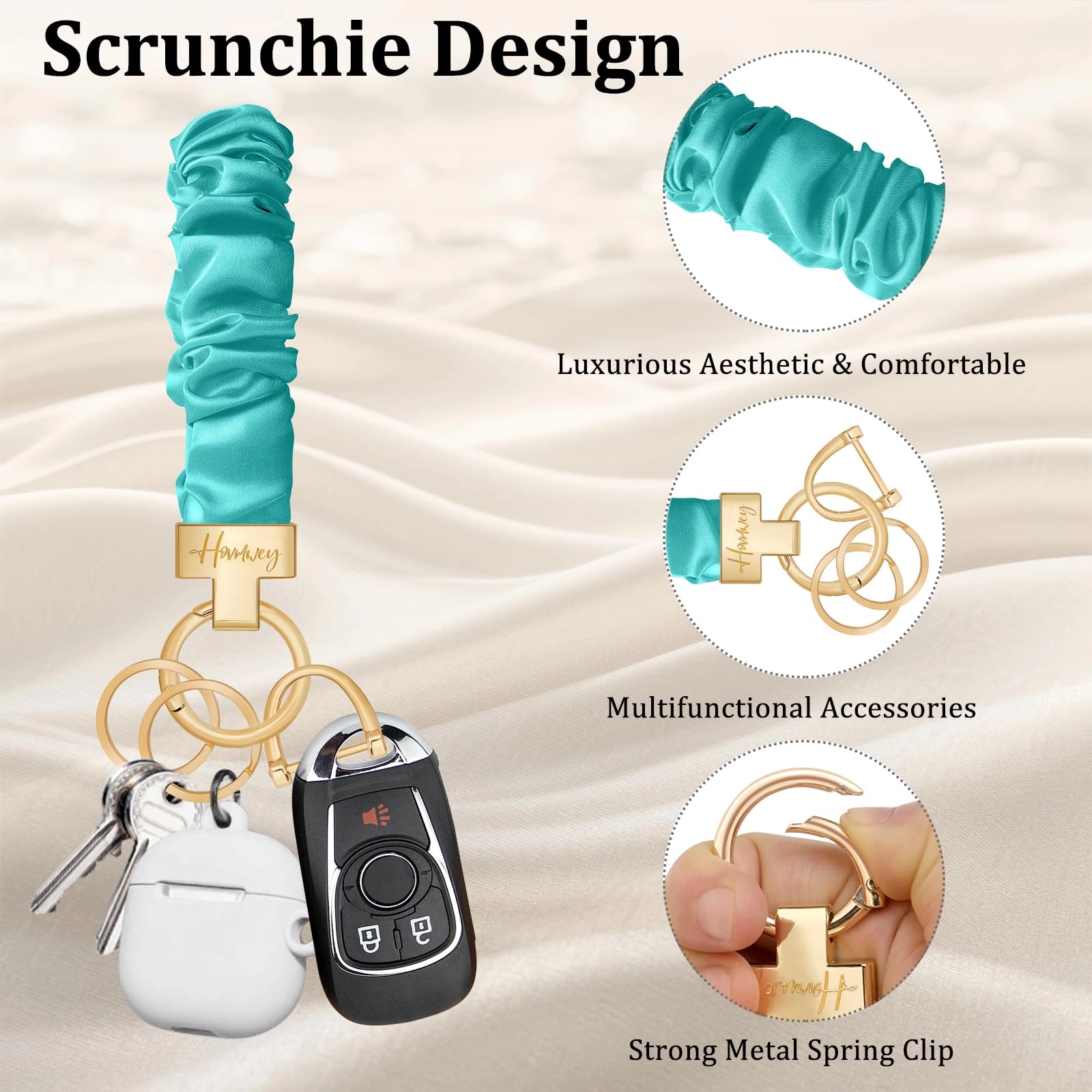 Stretchy Scrunchie Keychain Wristlet - Fun