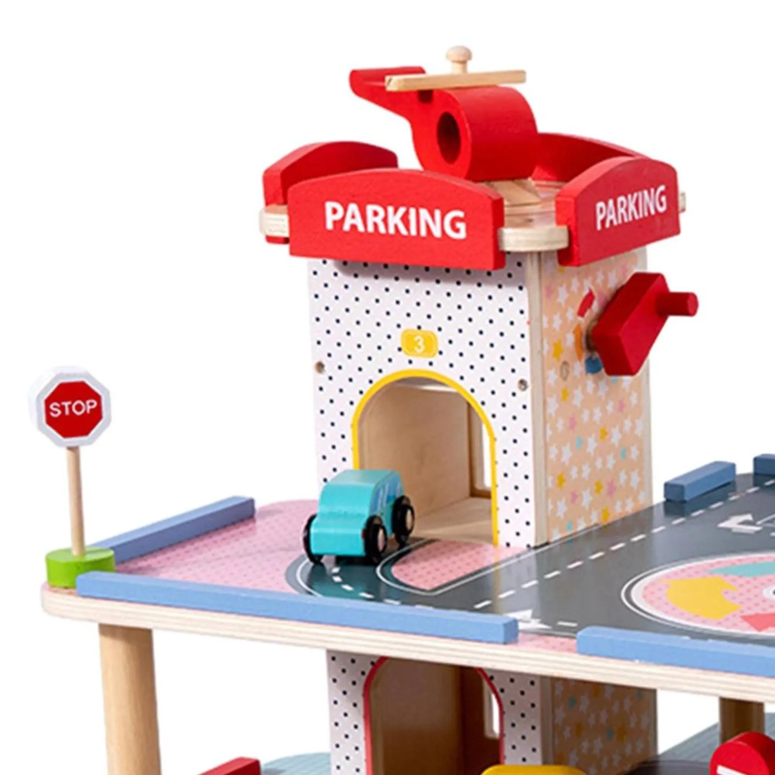 3 Level Engaging Wooden Parking Play Set