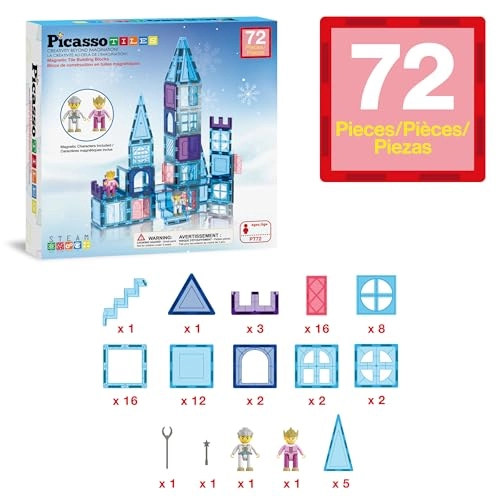 Magnetic Building Tiles - Princess Prince Winter Ice 72 pcs