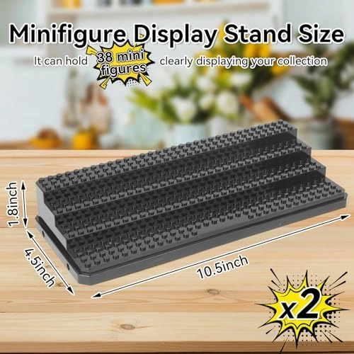Minifigure Display Stand - 4-Tier Holds 38 Figures Black Pack
