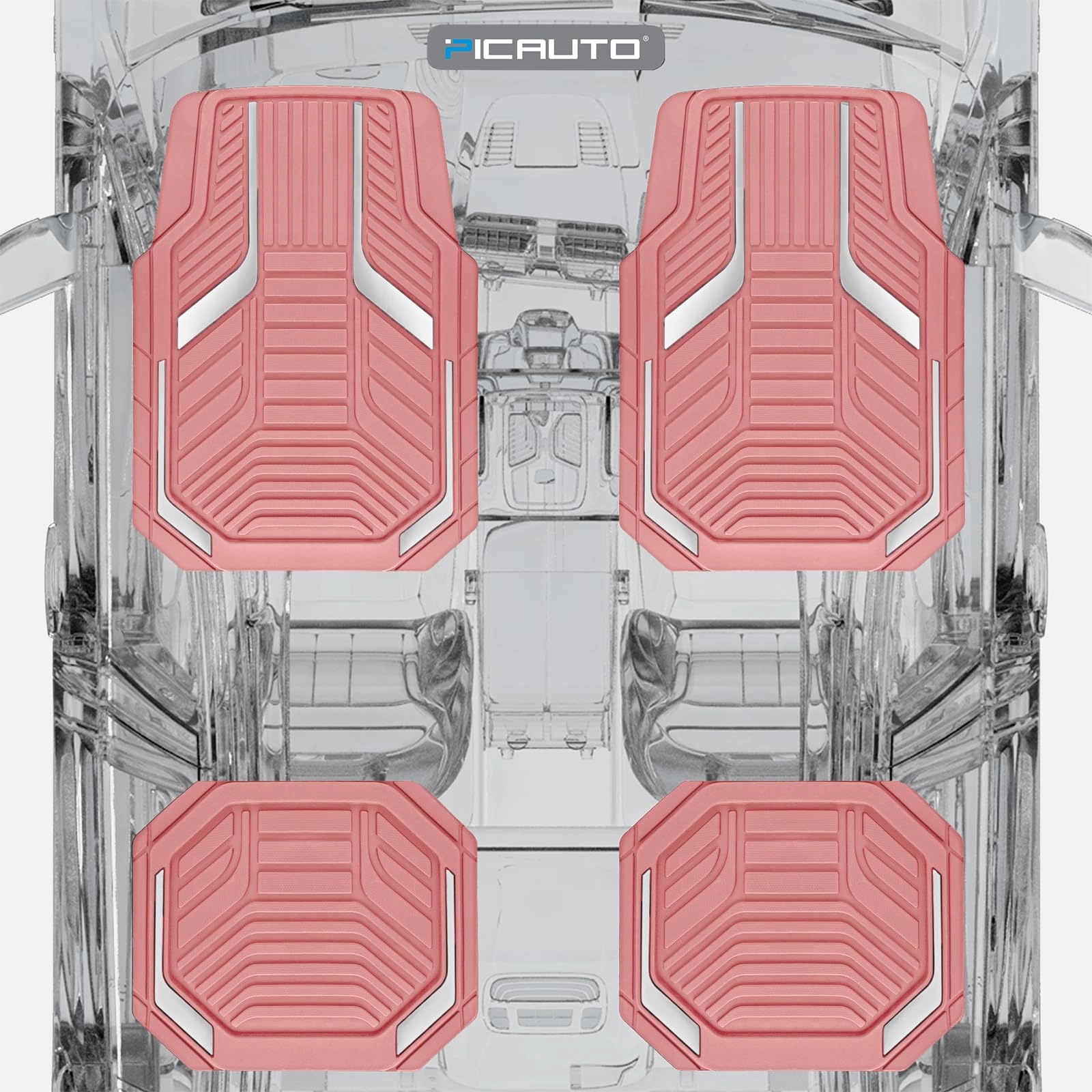Heavy Duty Rubber Floor Mats - Pink Universal Fit