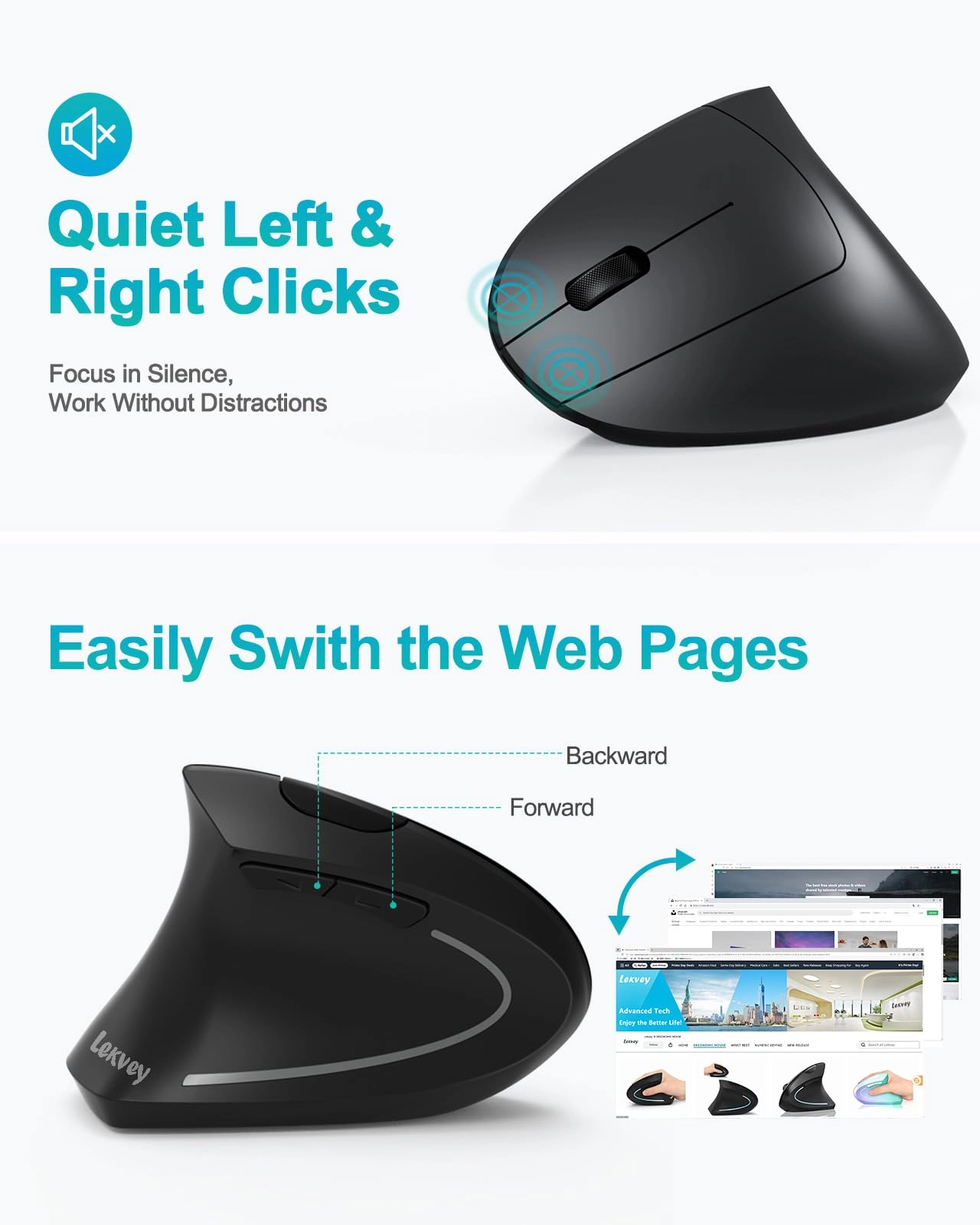Left Handed Ergonomic Vertical Mouse - Wireless