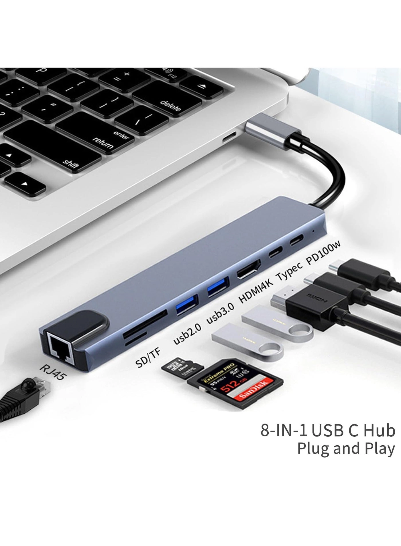 USB C Hub - Type C Compatible with Mac Book Pro XPS and More Type C Devices