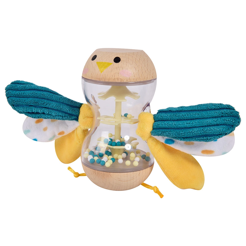 Cucu Bird Rattle - 0 month & above wood, plastic and fabric