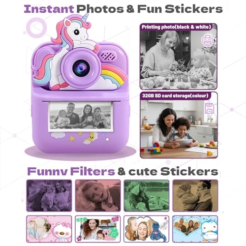 Instant Print Camera - 64G 48MP 1080P