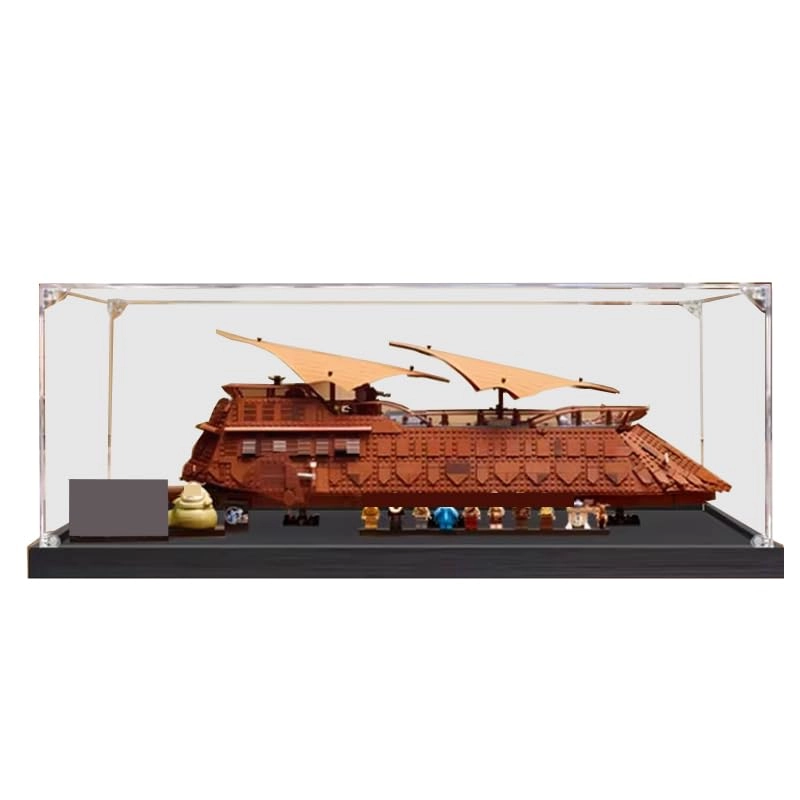 HCAEIOFJ Clear Acrylic Display Case for Lego SW 75397 - 32.67x11.81x11.81in. Black Bottom+alloy Edge