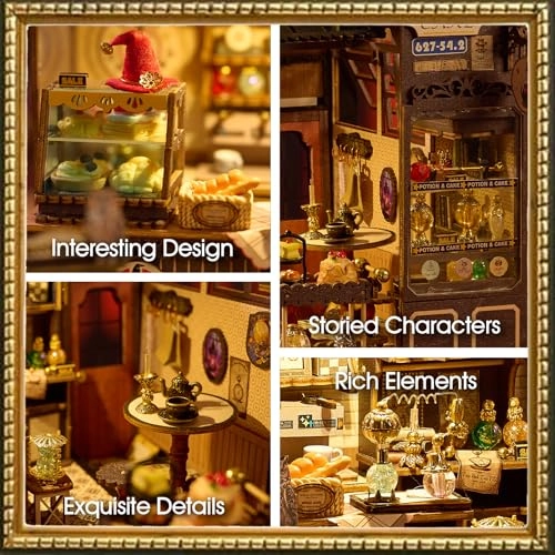 Coffee Shop Miniature House Kit (K-1083) - LED Light 3D Wooden Bookends