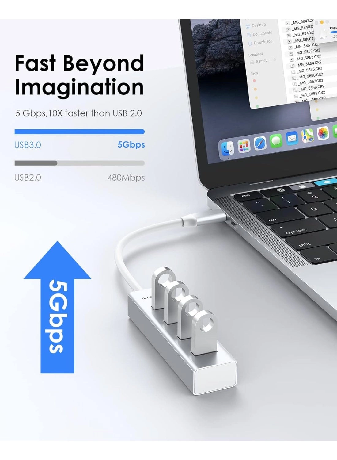 USB C Hub - 4 USB 3.0 Ports Space Gray