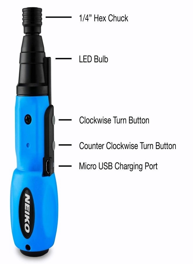 10577A - Cordless Power Screwdriver 1/4” Hex Auto-Lock Safety Chuck USB Rechargeable Lithium-Ion