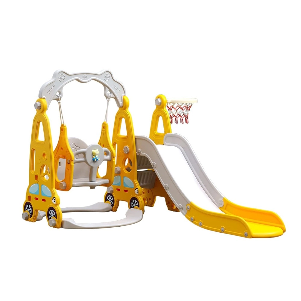 Zoom Slide & Swing Multiplayset - 3-In-1 Basketball Hoop