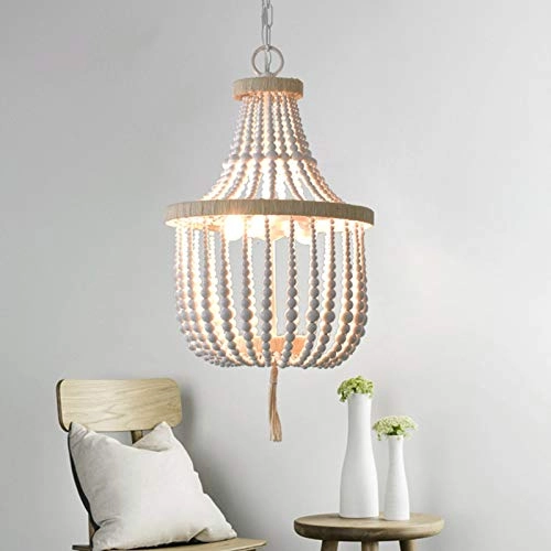 French Country Wooden Chandeliers - E14 3pc Retro white 40*60㎝