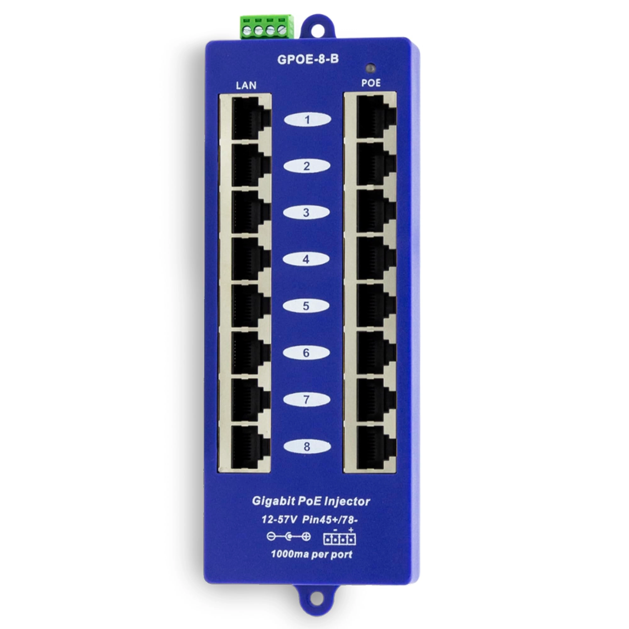 WiFi-Texas WT-GPOE-8B-24v60w - 24 volts 60 Watt 8 10/100/1000