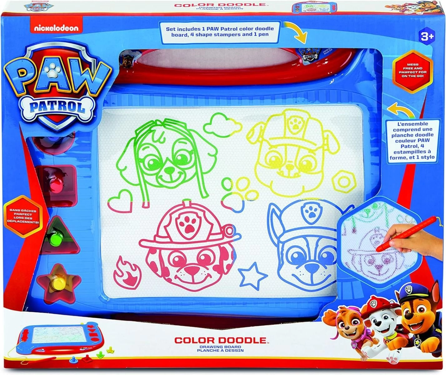 ADDO Nick Junior Paw Patrol Colour Doodle Drawing Board - 1 PAW Patrol color doodle board, 4 shape stampers, 1 pen attached magnetic pen and removable magnetic shapes