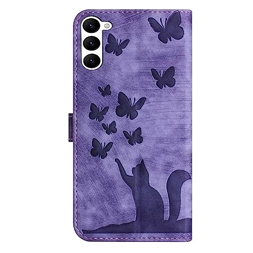Cute Cat Case Wallet Embossed Flip Cover for Samsung Galaxy S21