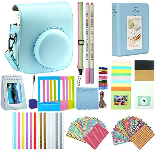 Instant camera case + Book album + Table frame + Wall decor hanging frame + Border stickers + Card Mark Pen + Lens cleaning cloth + Memo clip + Camera strap - Fujifilm Instax Mini 12 11 9 PU LEATHER CASE