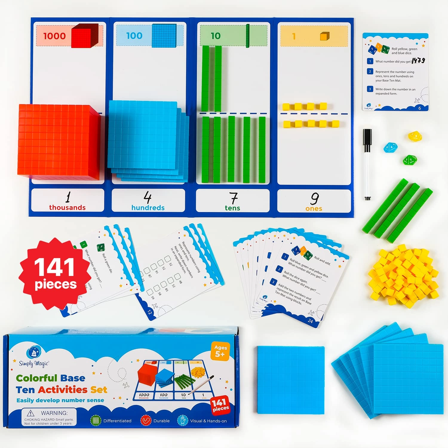 Simply magic Base Ten Blocks - 141 pcs