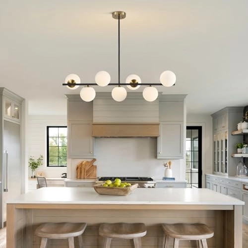 7-Light Glass globe chandelier - 43.3(110cm)