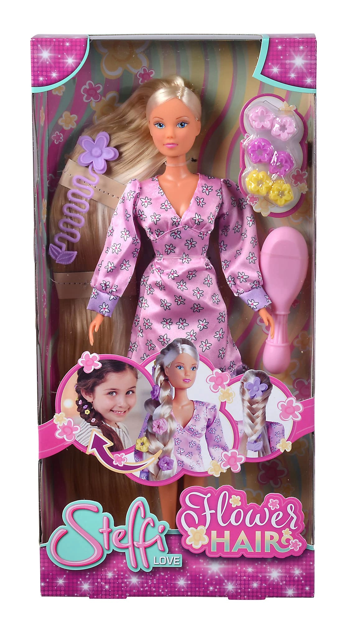Steffi Love Flower Hair Doll Set - 29cm Girl Pink Ages 3+