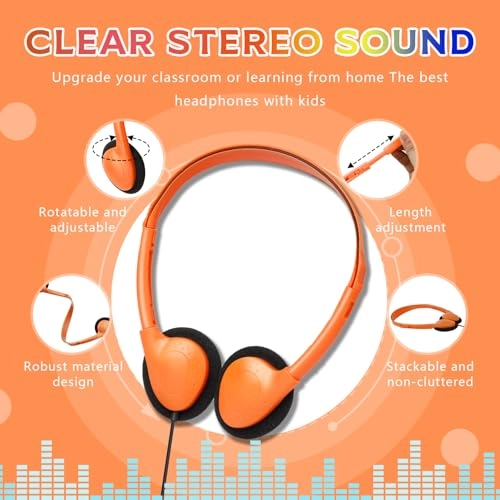 Classroom Headphones Wired Headphone 36 Pack