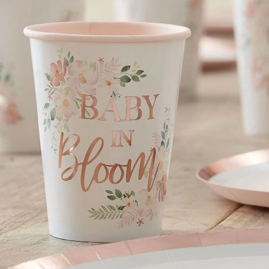 Party Zone Baby in Bloom Floral Cups - 8-Pieces Baby Shower