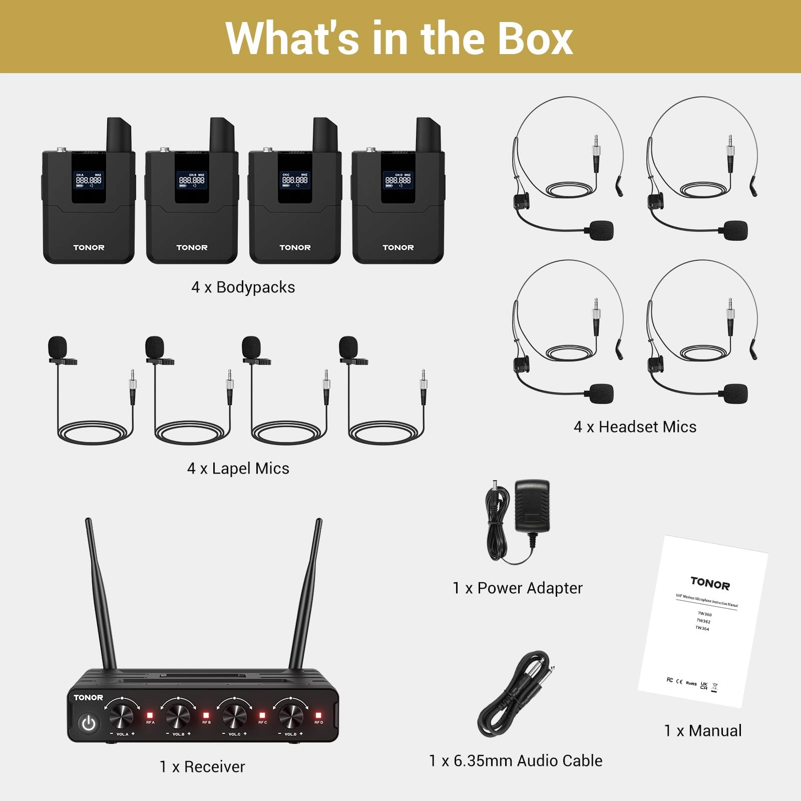 Wireless Microphones System - 4 UHF