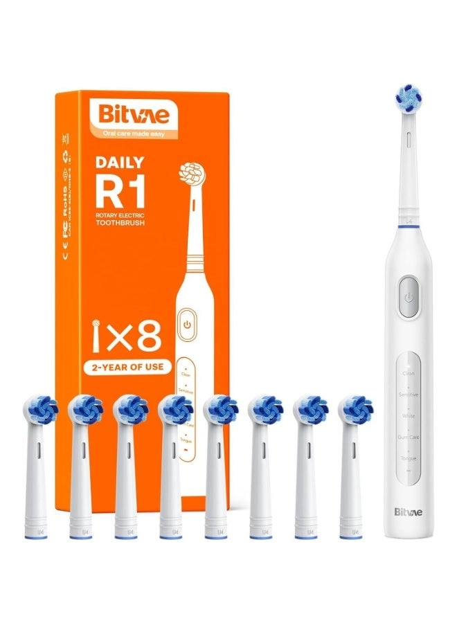 R1 - Rotating Electric Toothbrush 8 Brush Heads Pink