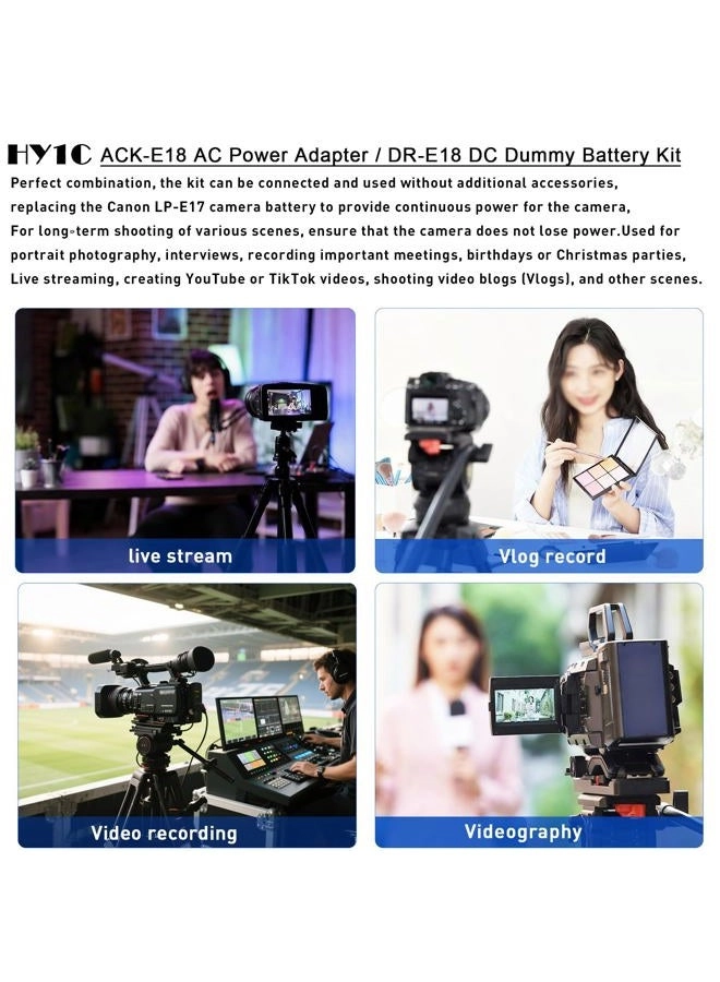 ACK-E18 - AC Power Adapter + DR-E18 - DC Coupler + LP-E17 - Dummy Battery