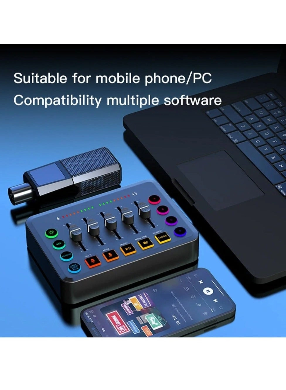 Audio Mixer + M800Mic USB Microphone