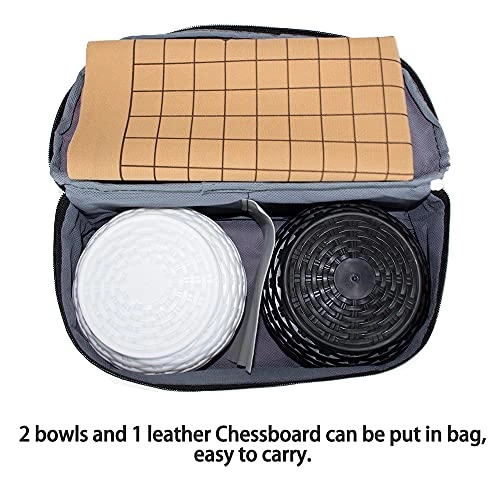 Go Game Set - Travel Foldable Leather Board Resin Bowls