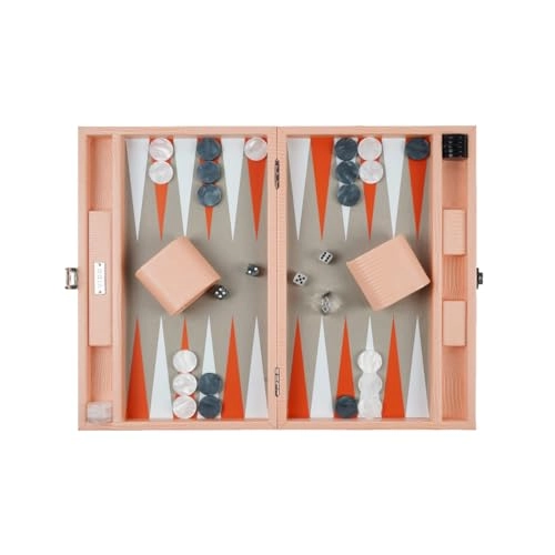 Backgammon Set - Medium 15 inch Apricot Lizard Vegan Leather