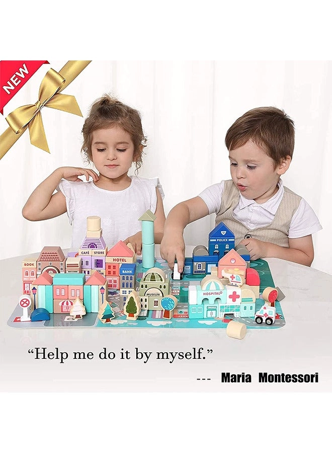 Wooden Building Block Set - Urban 115pcs