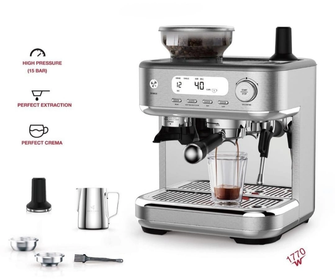 Commercial Premium - Built-In Grinder 15-Bar Digital Display Milk Frother