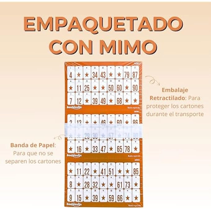 Bingo Cartons - 504 90 Balls Orange