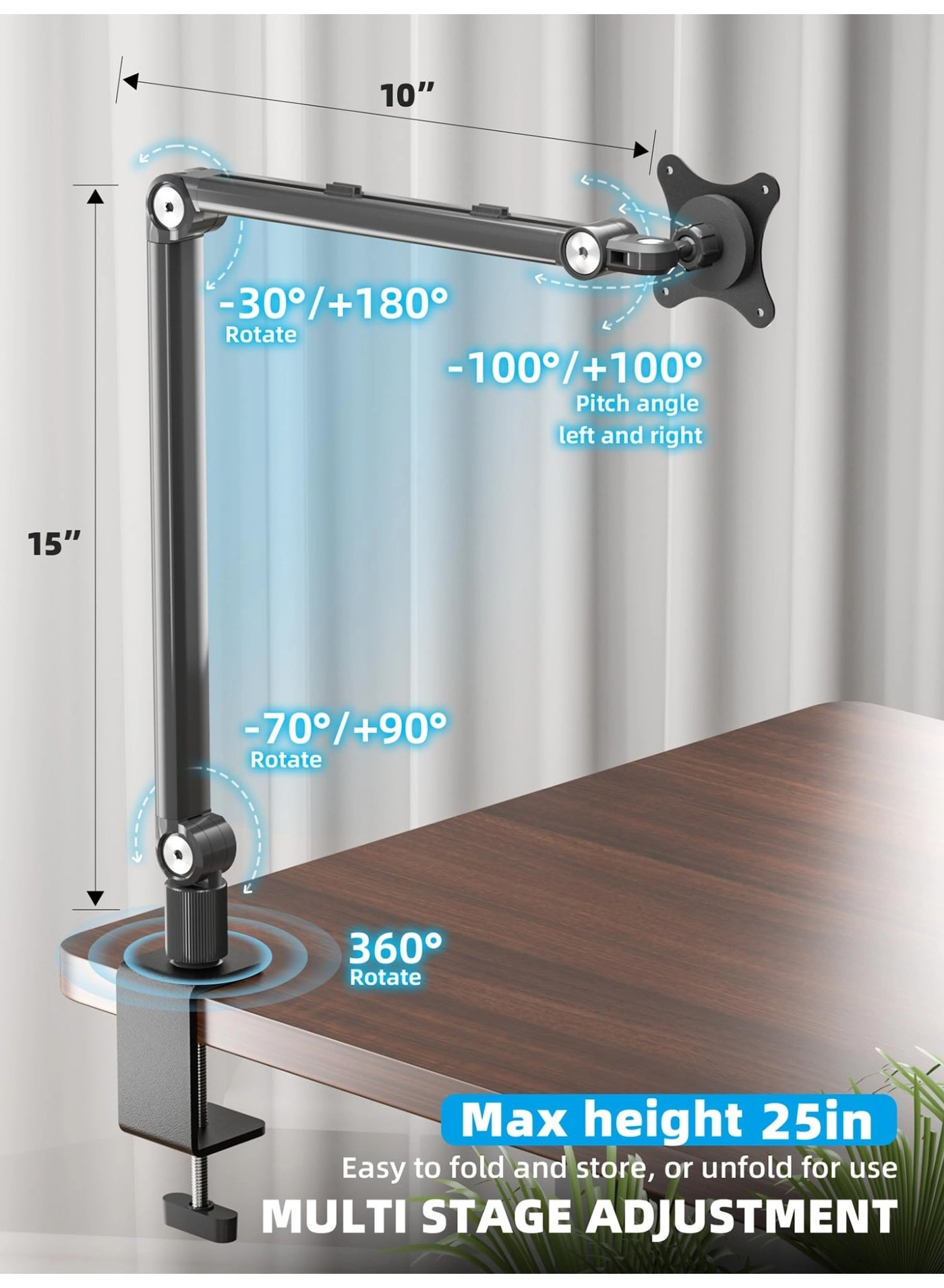 Portable Monitor Arm - 4.7-18.5 inch 75x75mm