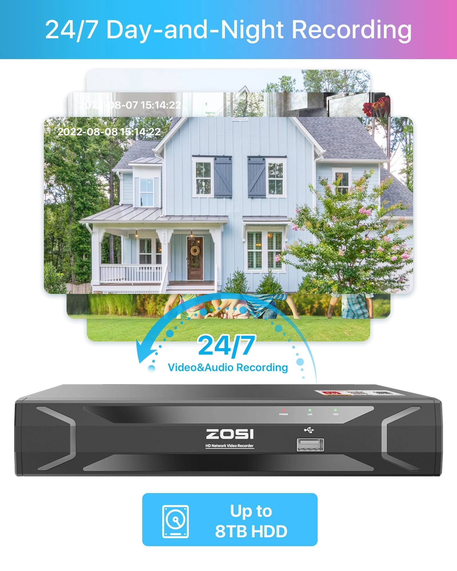 8 Channel 5MP 3K PoE Home Security Camera System