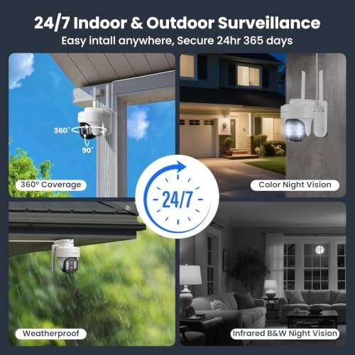 10X Zoom PTZ Home Security Camera System - 4 10 2.7K