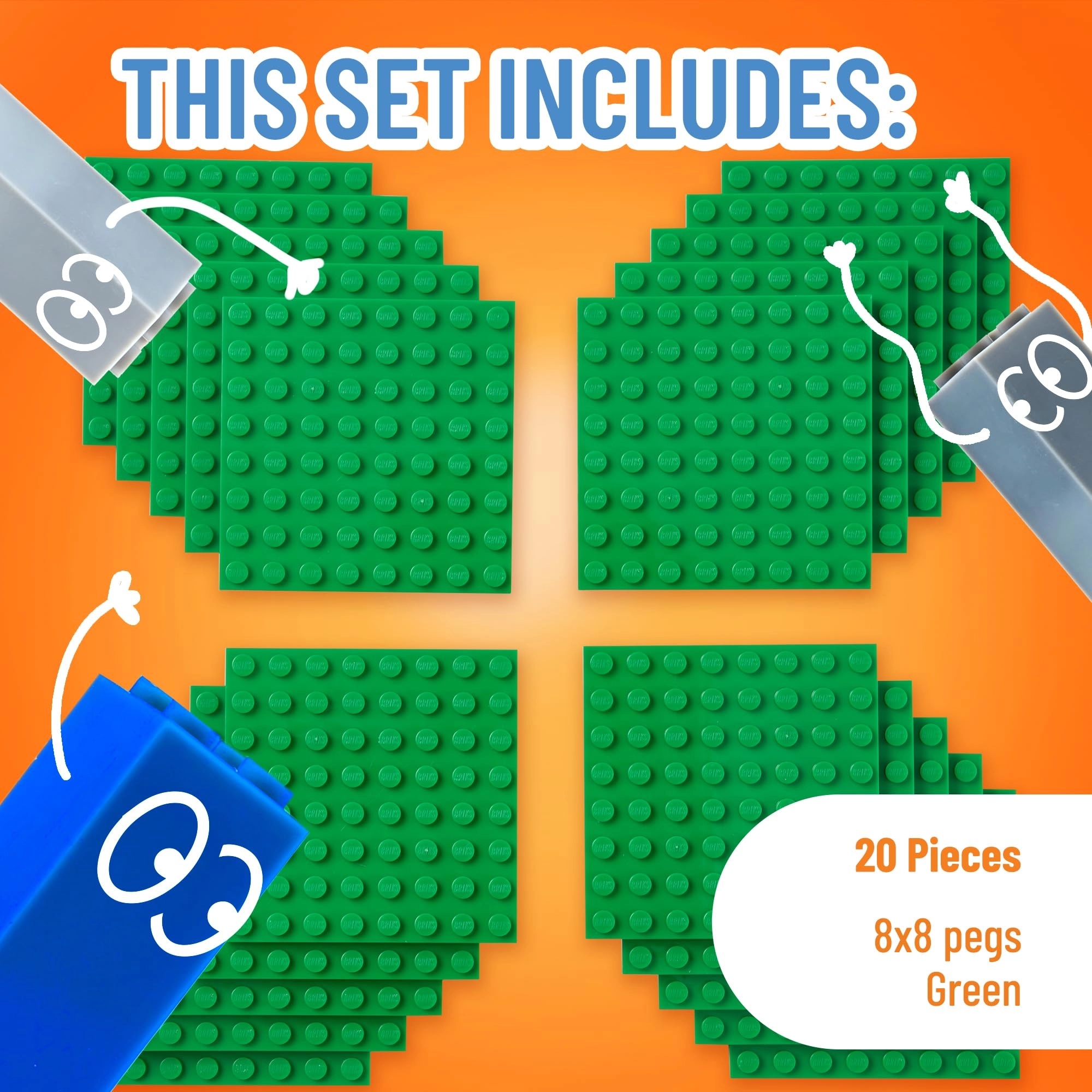 Classic Building Brick Baseplates - 20pcs