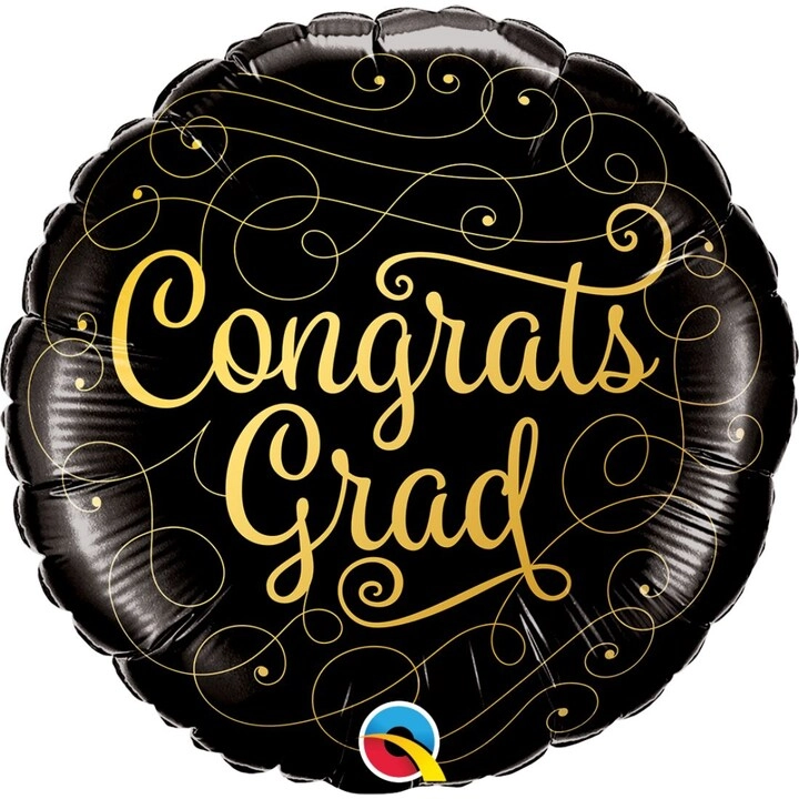 Congrats Grad Ombre Dots Foil Balloon - 18 Inch Black