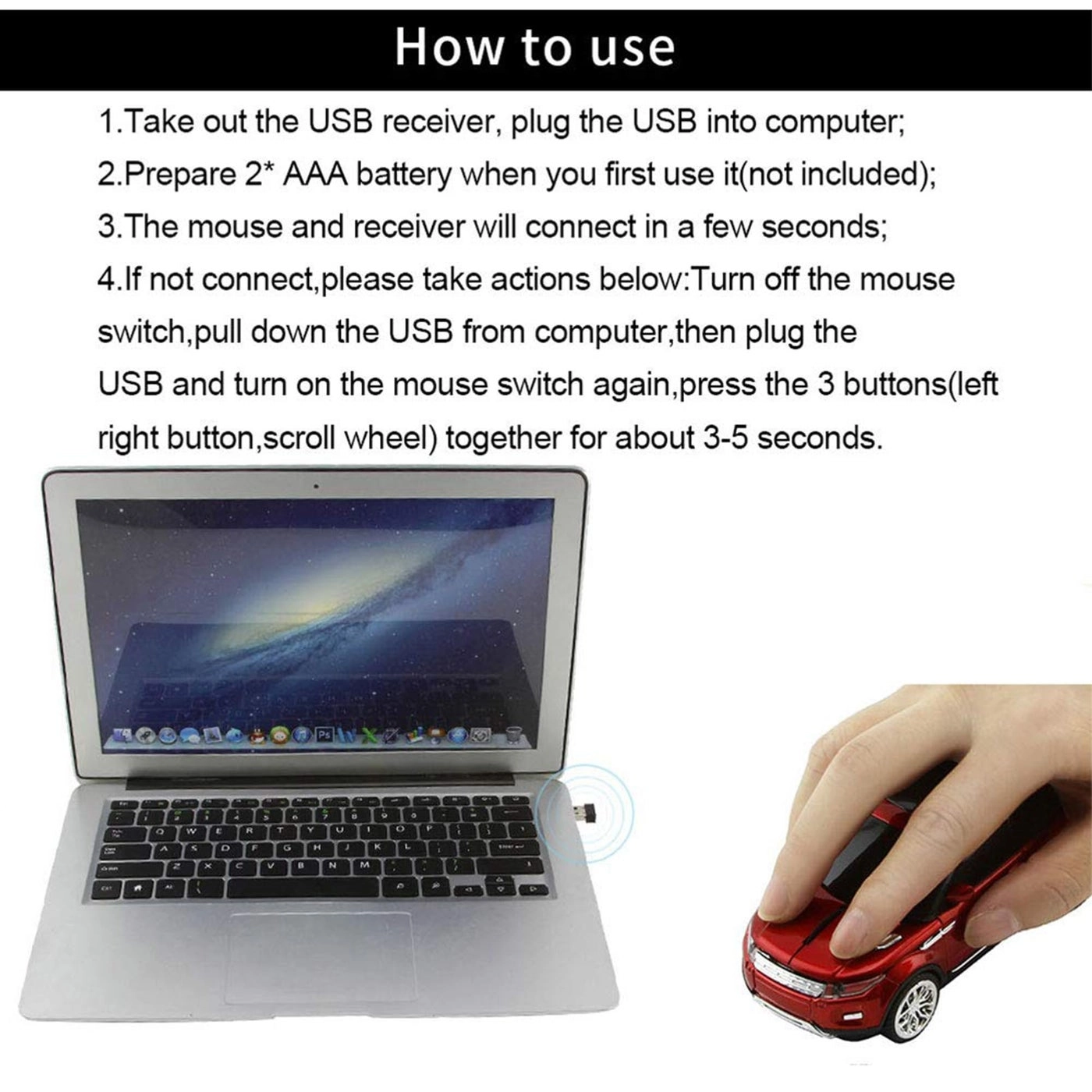 Mini Ergonomic Sport Car Mouse - Wireless