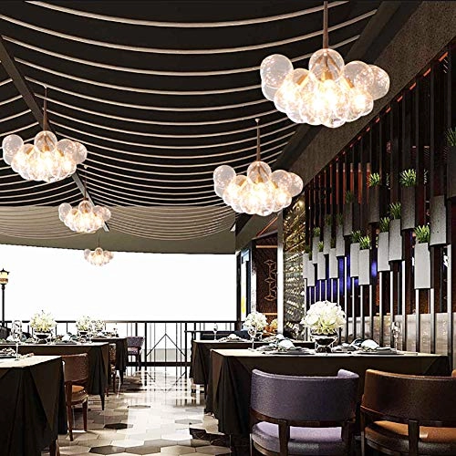 Minimalist Glass Bubble Ball Chandelier - E27 8 heads Gradient smoke gray lampshade