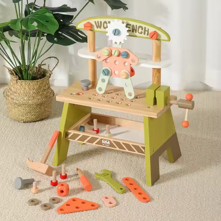 Kids Wooden Tool Table Playset - 5+
