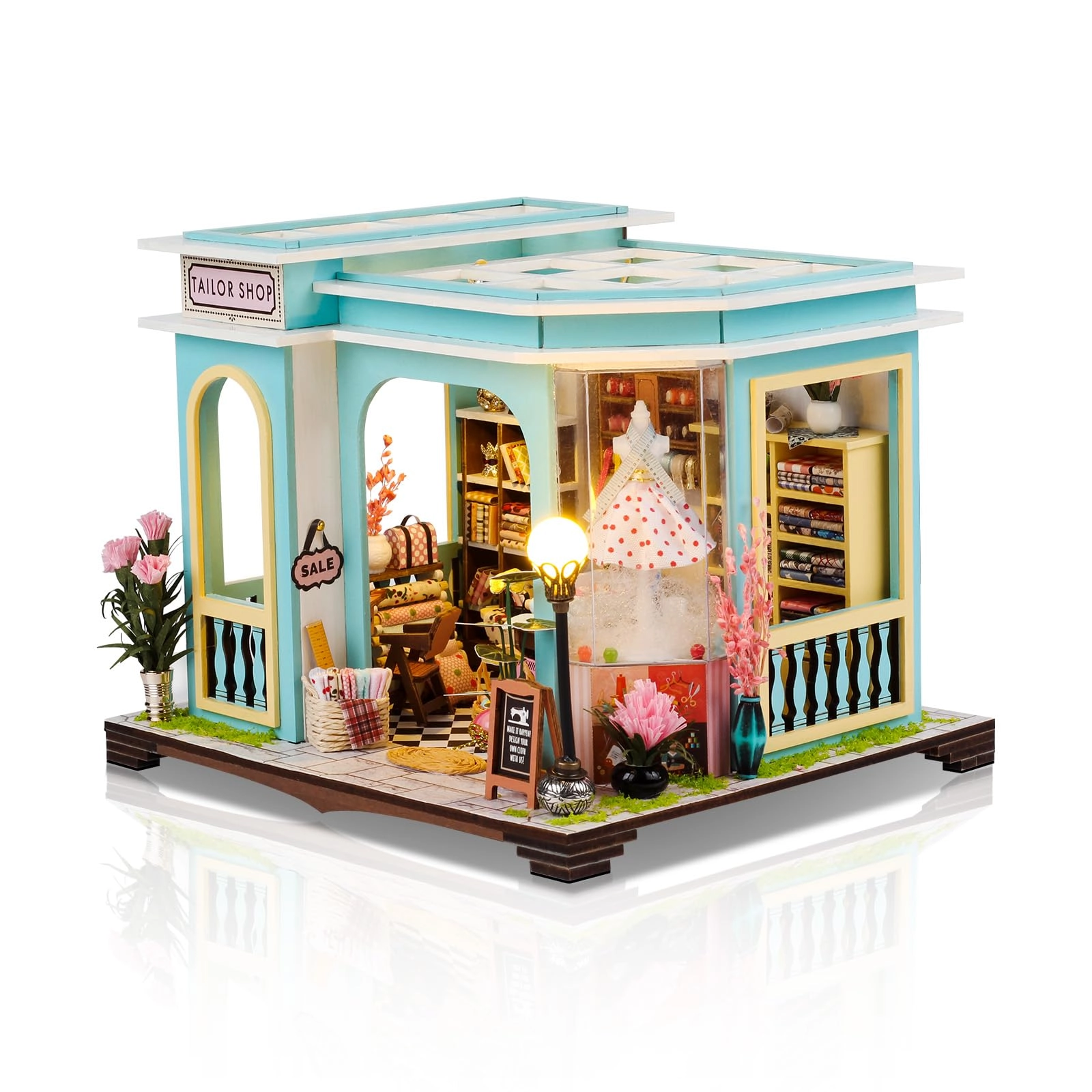 Cuteefun Miniature House Kit - 1:24 Light Blue and White