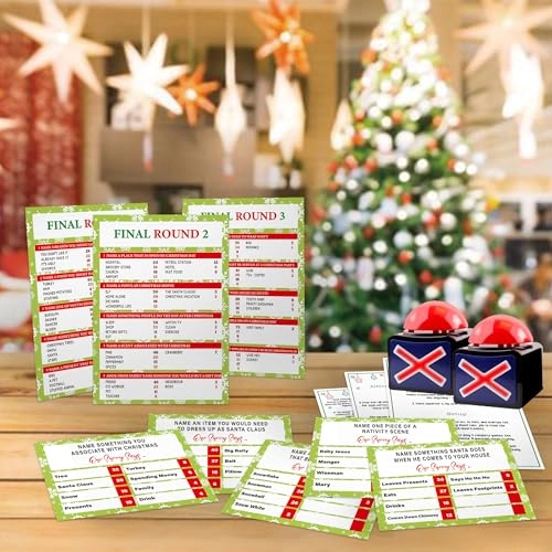 Christmas Family Feud Game - 18 cards and two buzzers 15 years and up